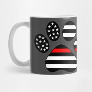 Thin Red Line Firefighter Paw Print Mug